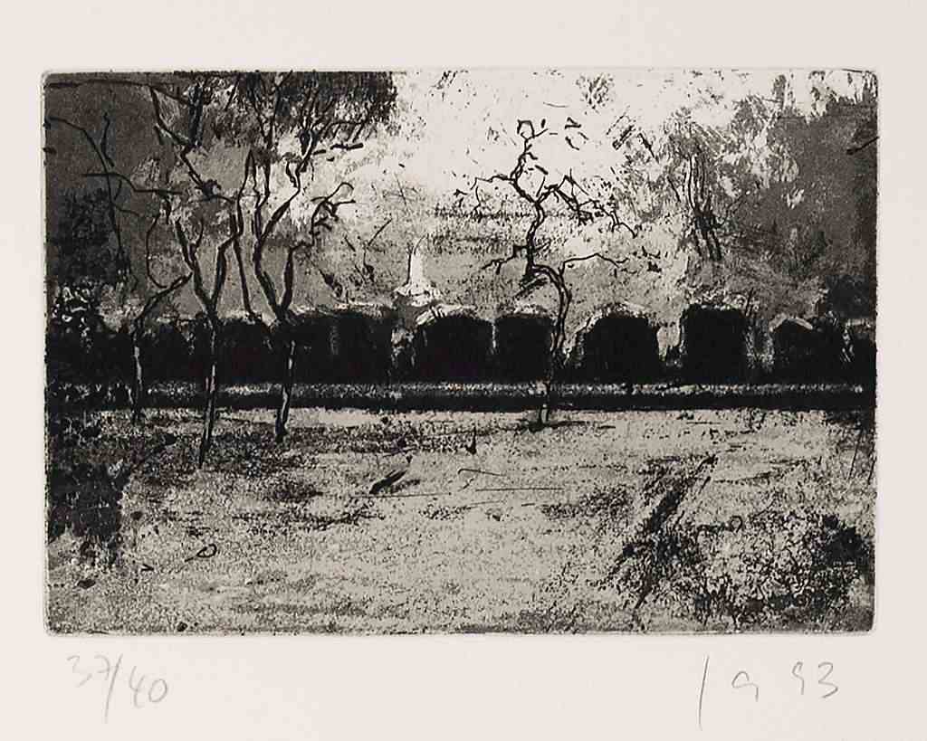 Landschaft mit Grabsteinen